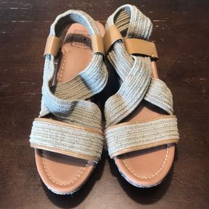 Lucky Brand Elastic Wedge Sandals